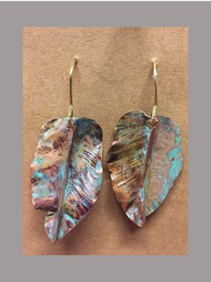 Copper Leaf Shaped Earrings