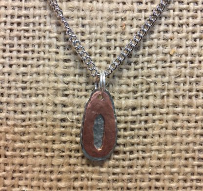 Copper, Silver Tin Pendant Necklace 18 inches long