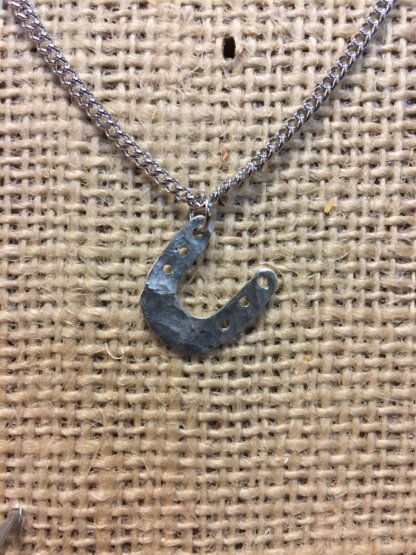 Horse Shoe Silver Tin Necklace 18 inches long