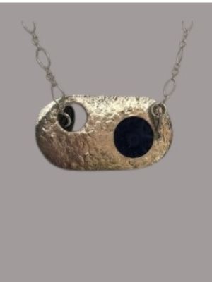 Sterling Silver and Blue Glass Cabochon Toggle Necklace SSNE01