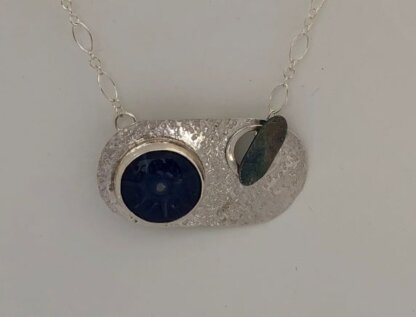 Sterling Silver and Glass Cabochon Toggle Necklace