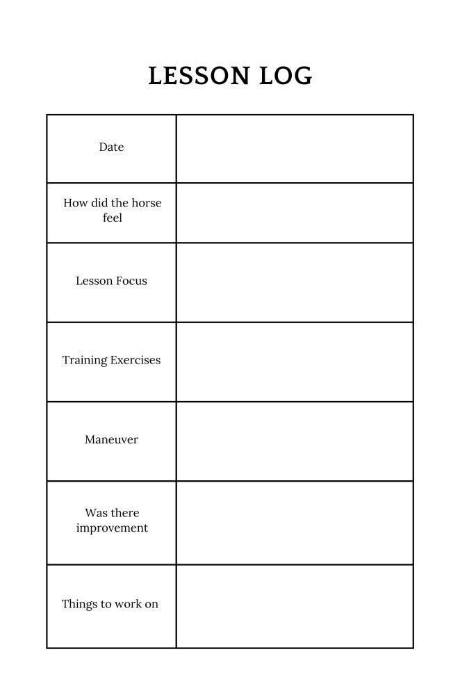Riding Lesson Journal Page