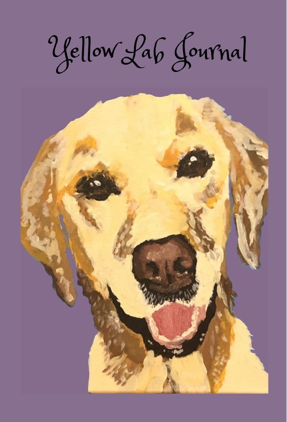 book cover with a painted Labrabor Retriever image on a purple background