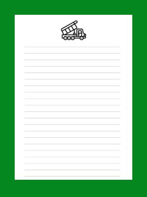 Composition Notebook blank line page with dump truck image