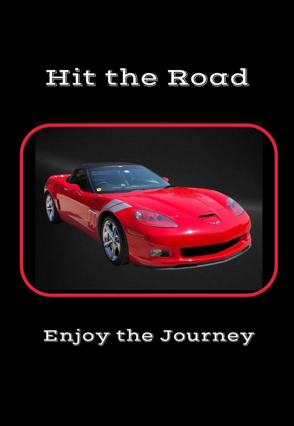 Hit the road route 66 red sports car notebook