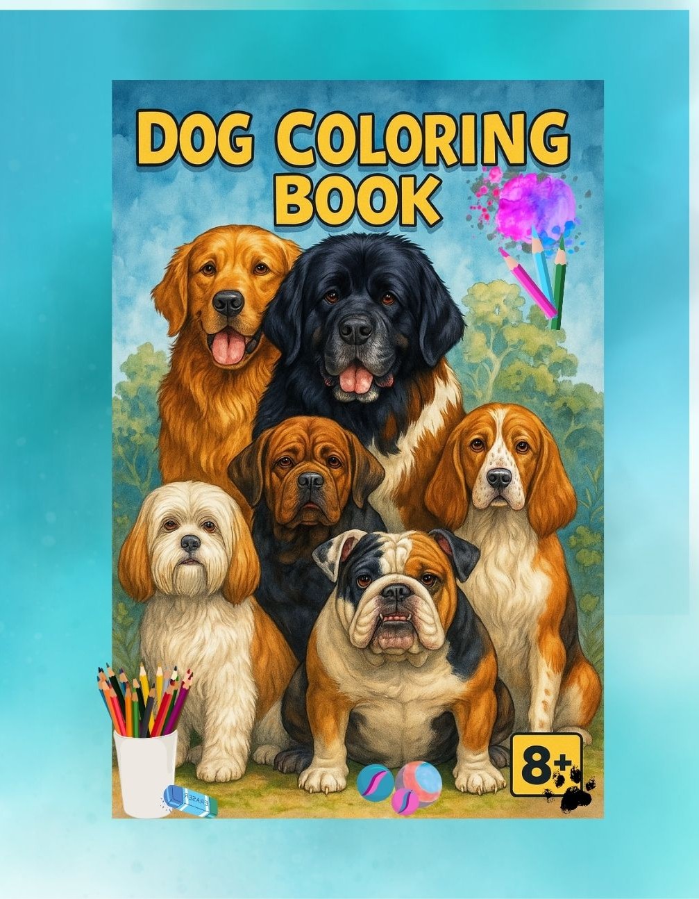 Dog Coloring Book ages 8+: Dog Breed Facts and Fun