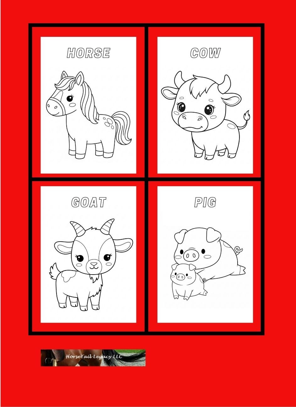 Farm Animals Coloring Book kids 4+: Learn the Names of All the Animals on the Farm