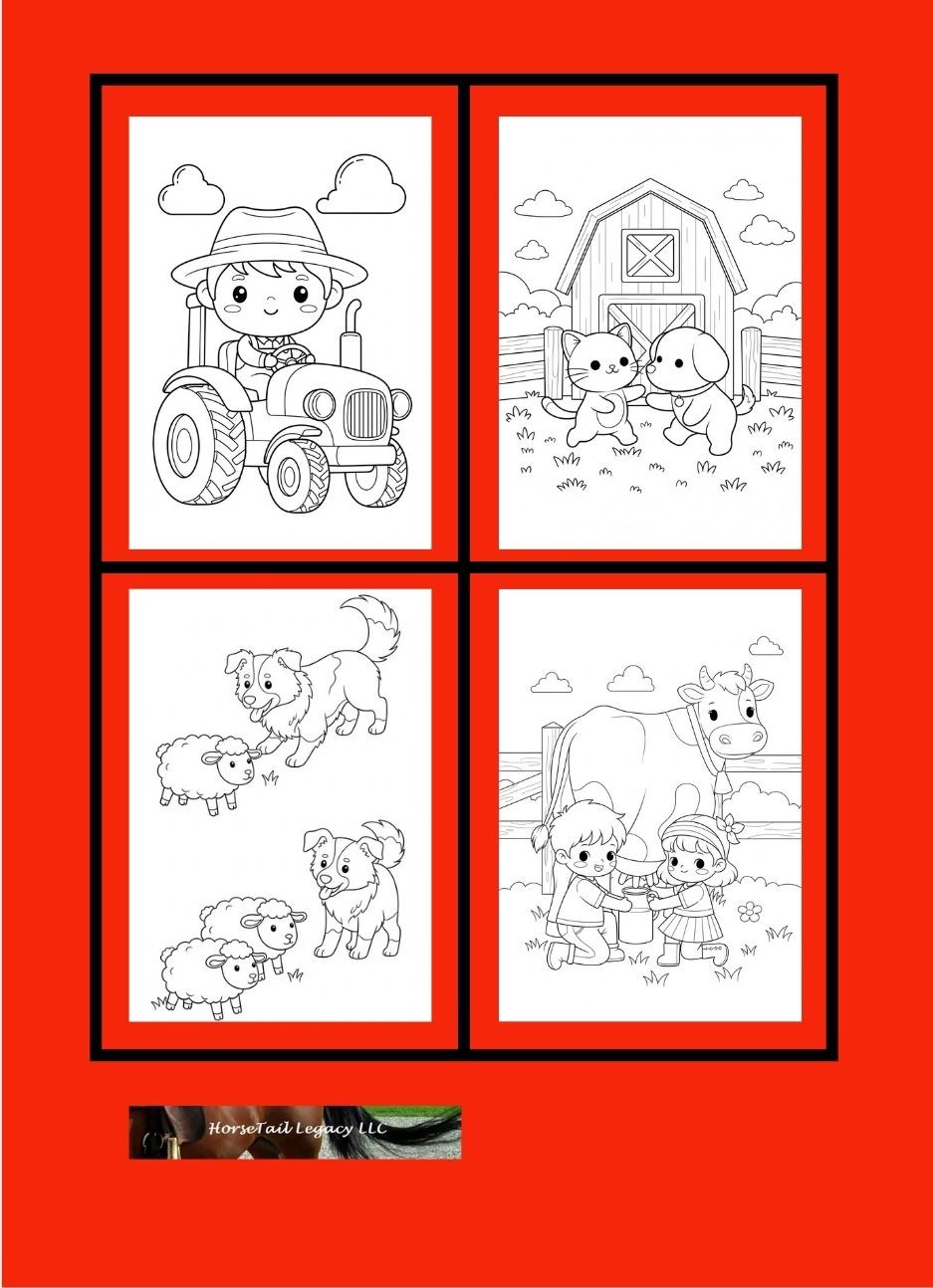 Farm Animals Coloring Book kids 5+: Learn About the Farm