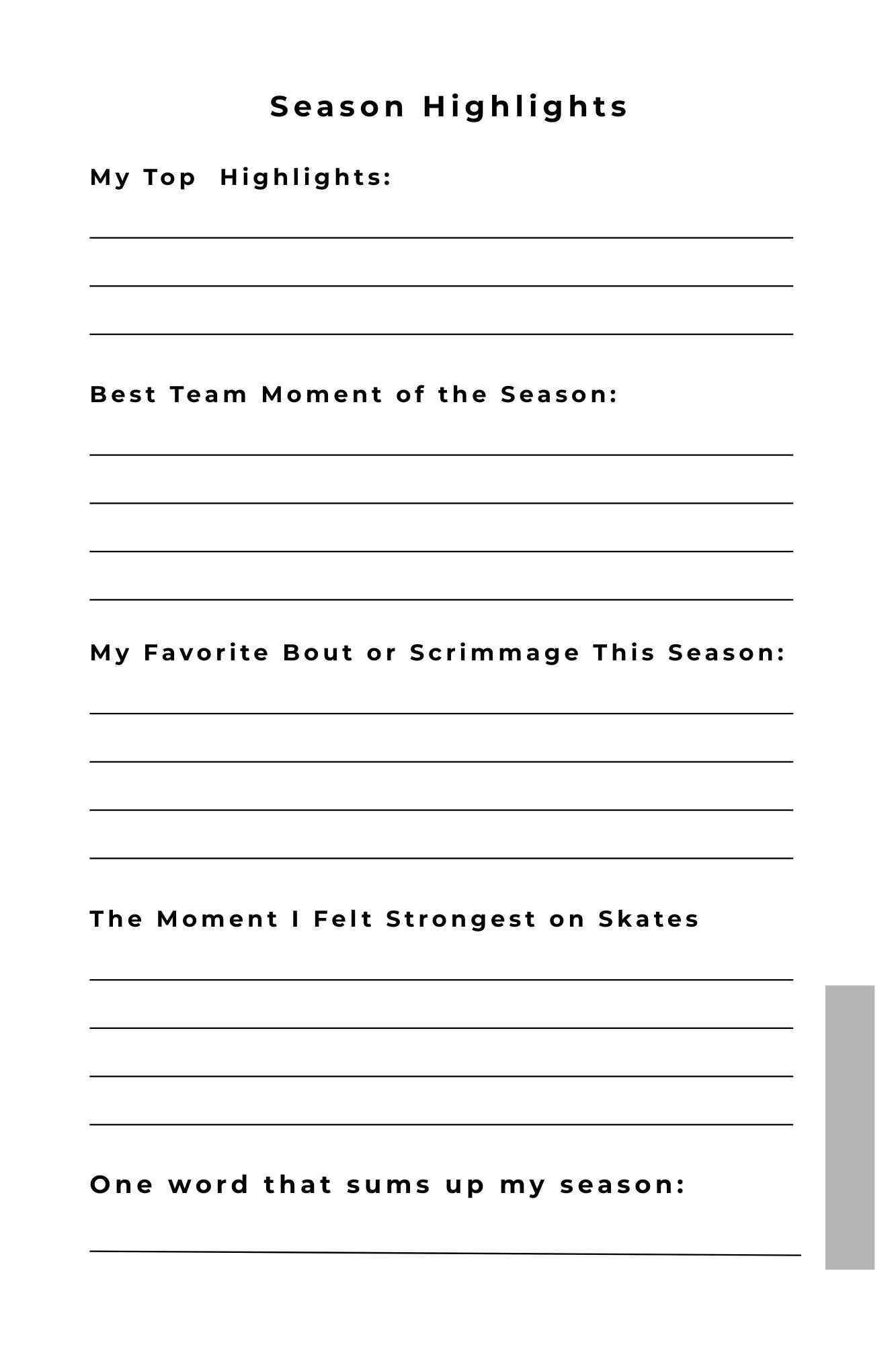 Roller Derby Training Log