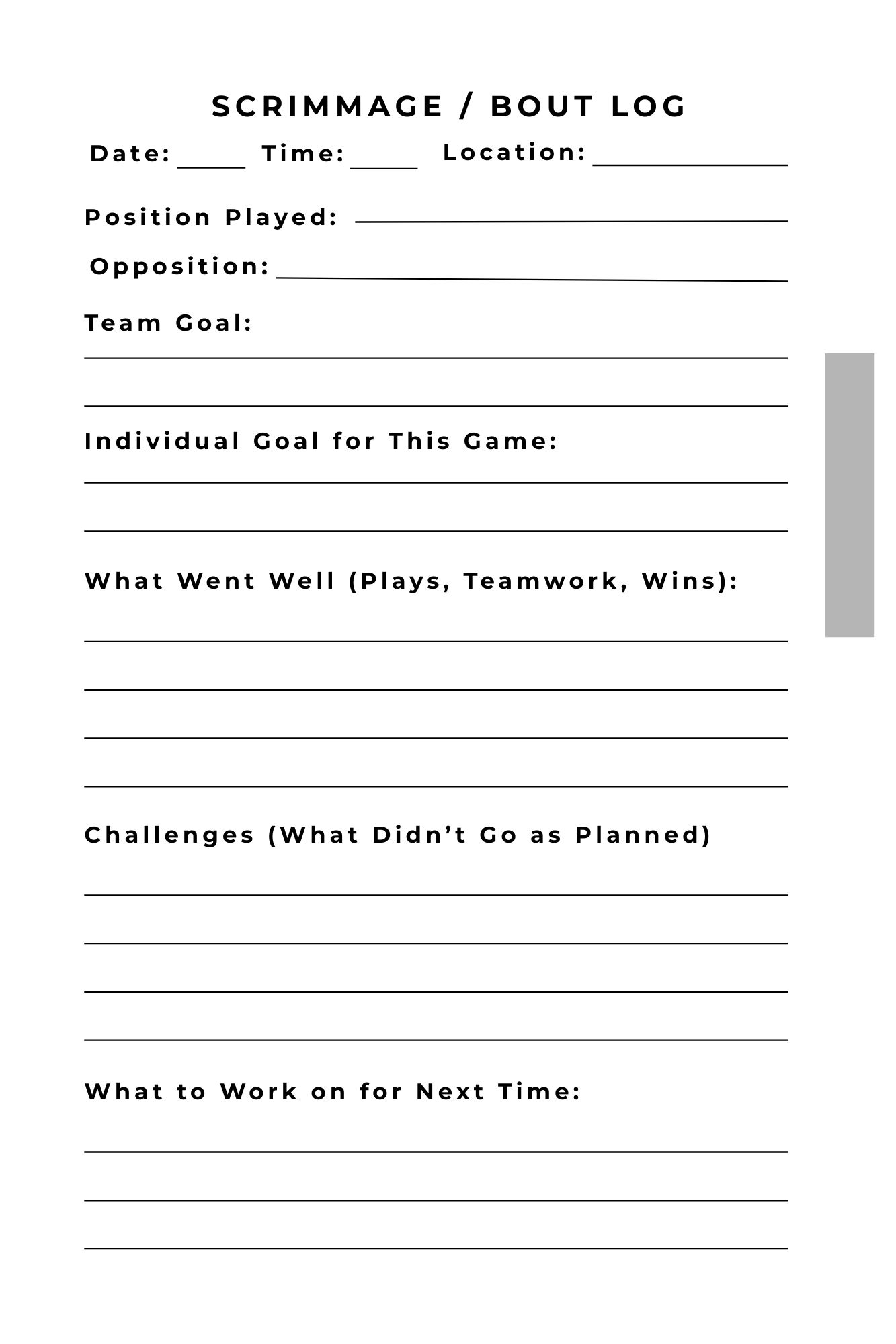 Roller Derby Training Log