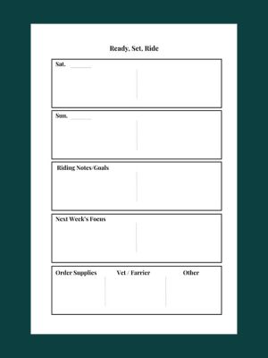 Weekly Planner for Horse Riders