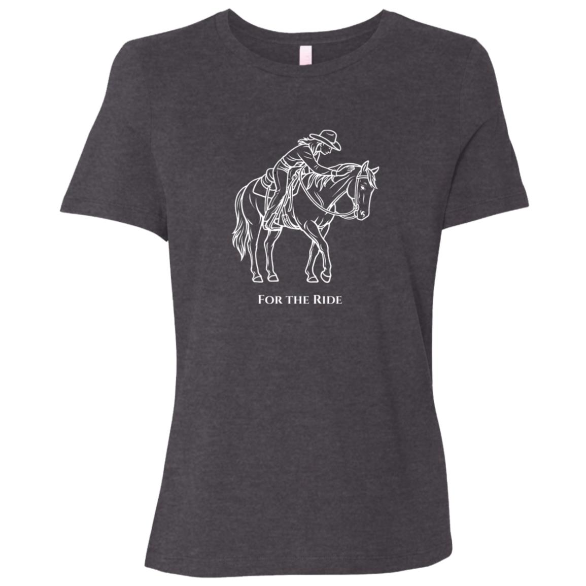 For The Ride White Graphic Ladies Relaxed Jersey Short-Sleeve T-Shirt B6400 Bella + Canvas