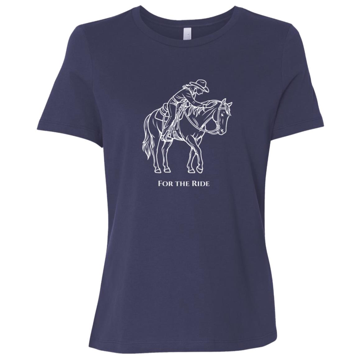 For The Ride White Graphic Ladies Relaxed Jersey Short-Sleeve T-Shirt B6400 Bella + Canvas