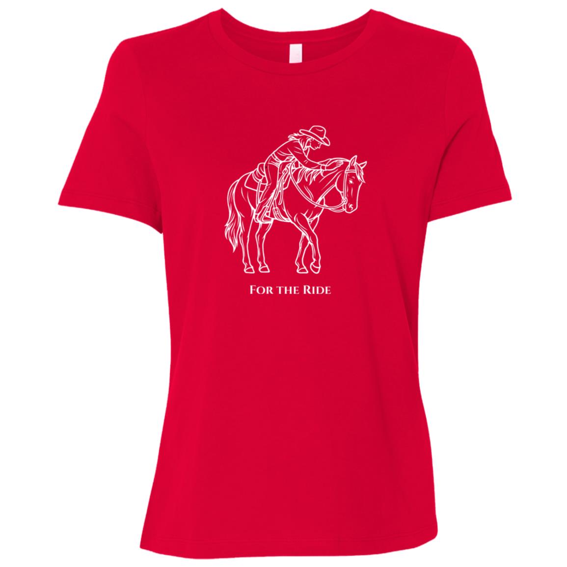 For The Ride White Graphic Ladies Relaxed Jersey Short-Sleeve T-Shirt B6400 Bella + Canvas