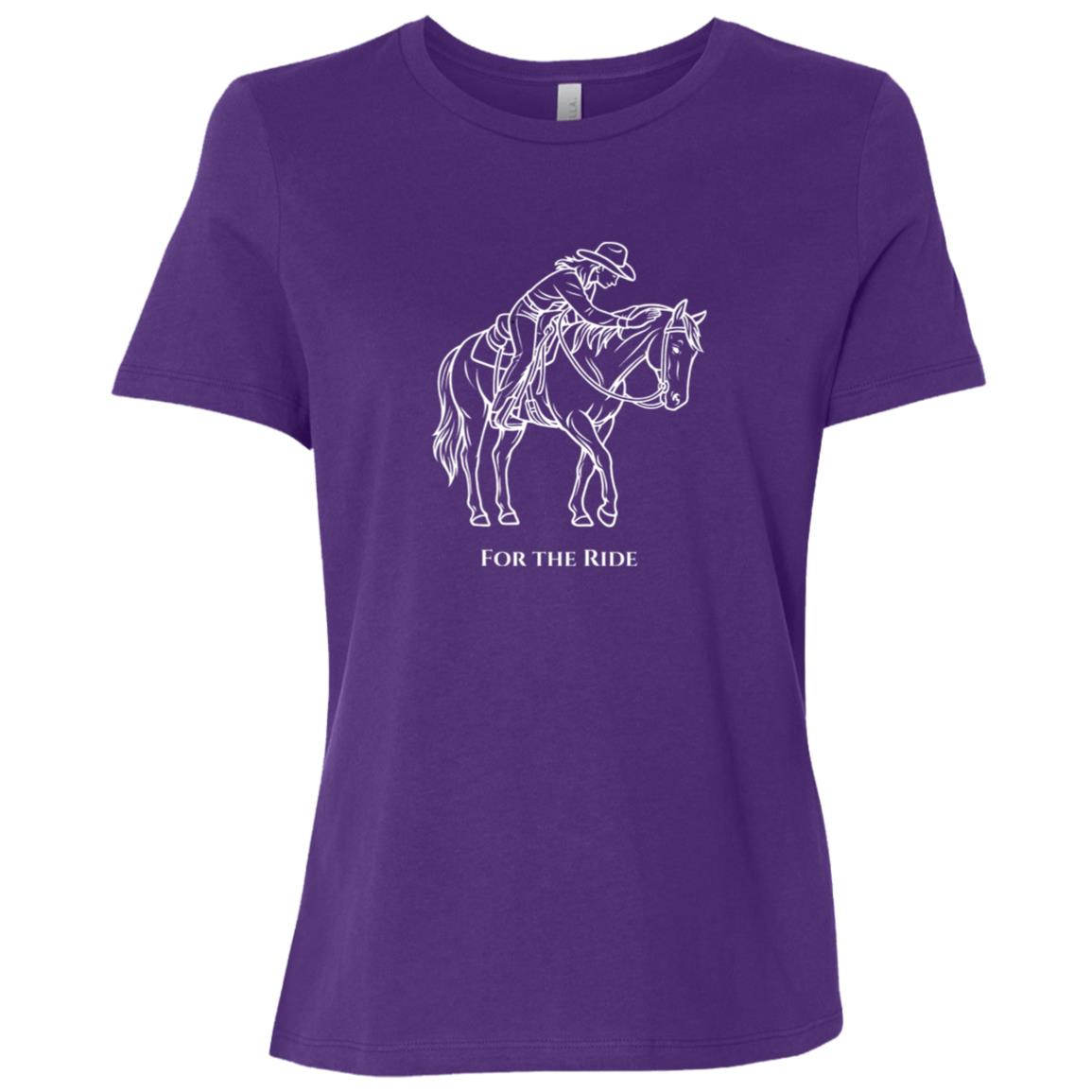 For The Ride White Graphic Ladies Relaxed Jersey Short-Sleeve T-Shirt B6400 Bella + Canvas