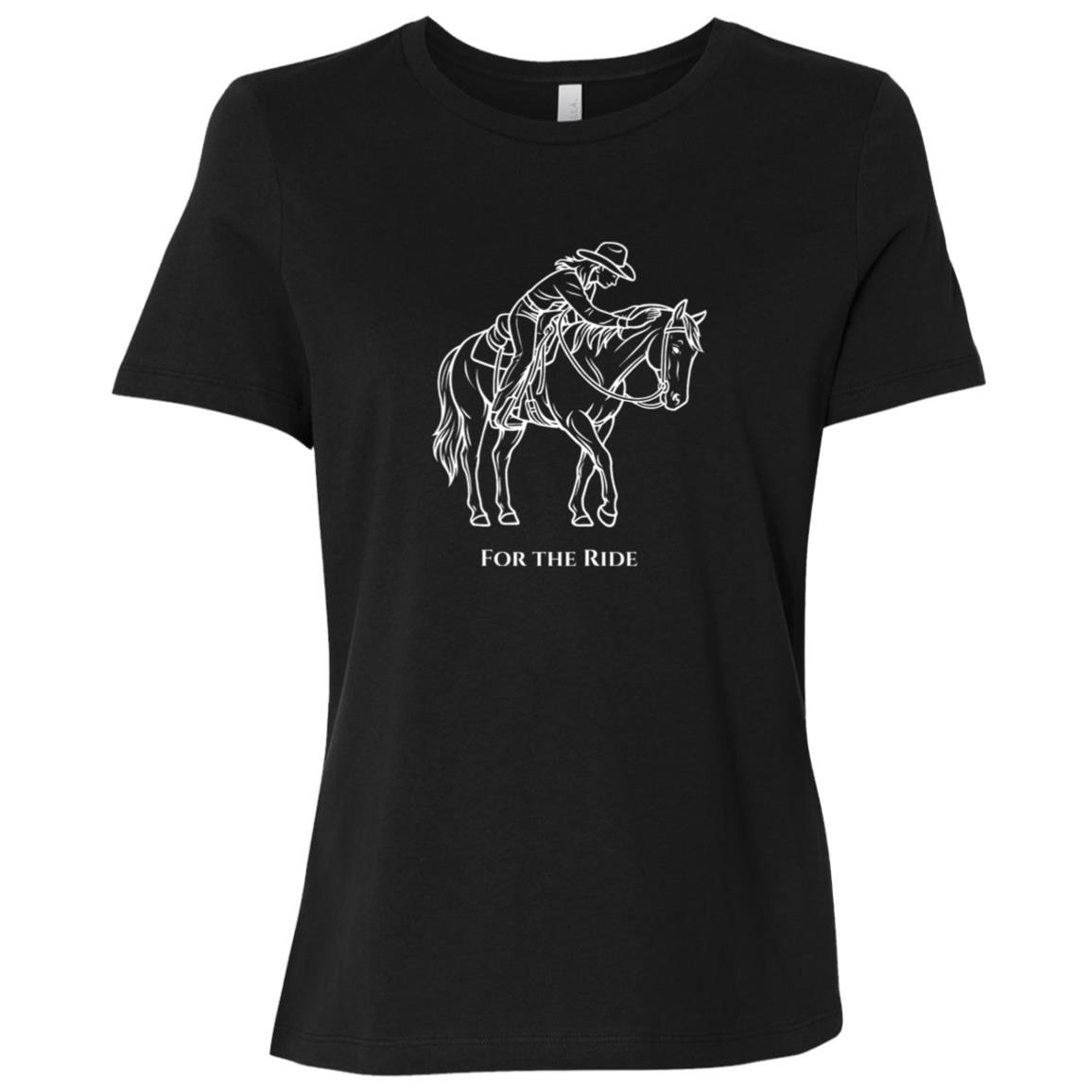 For The Ride White Graphic Ladies Relaxed Jersey Short-Sleeve T-Shirt B6400 Bella + Canvas