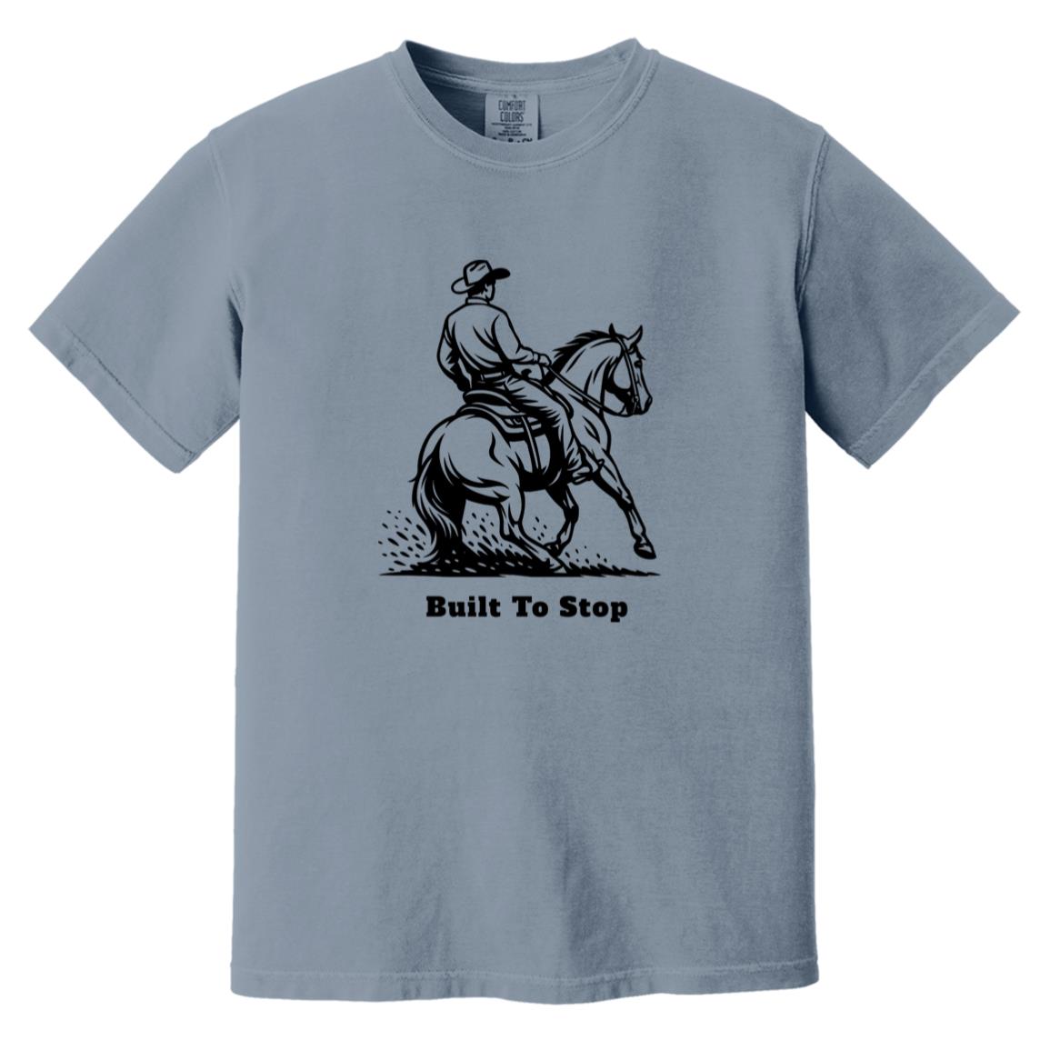 Built to Stop male unisex reining horse short sleeve tee by HorseTail Legacy