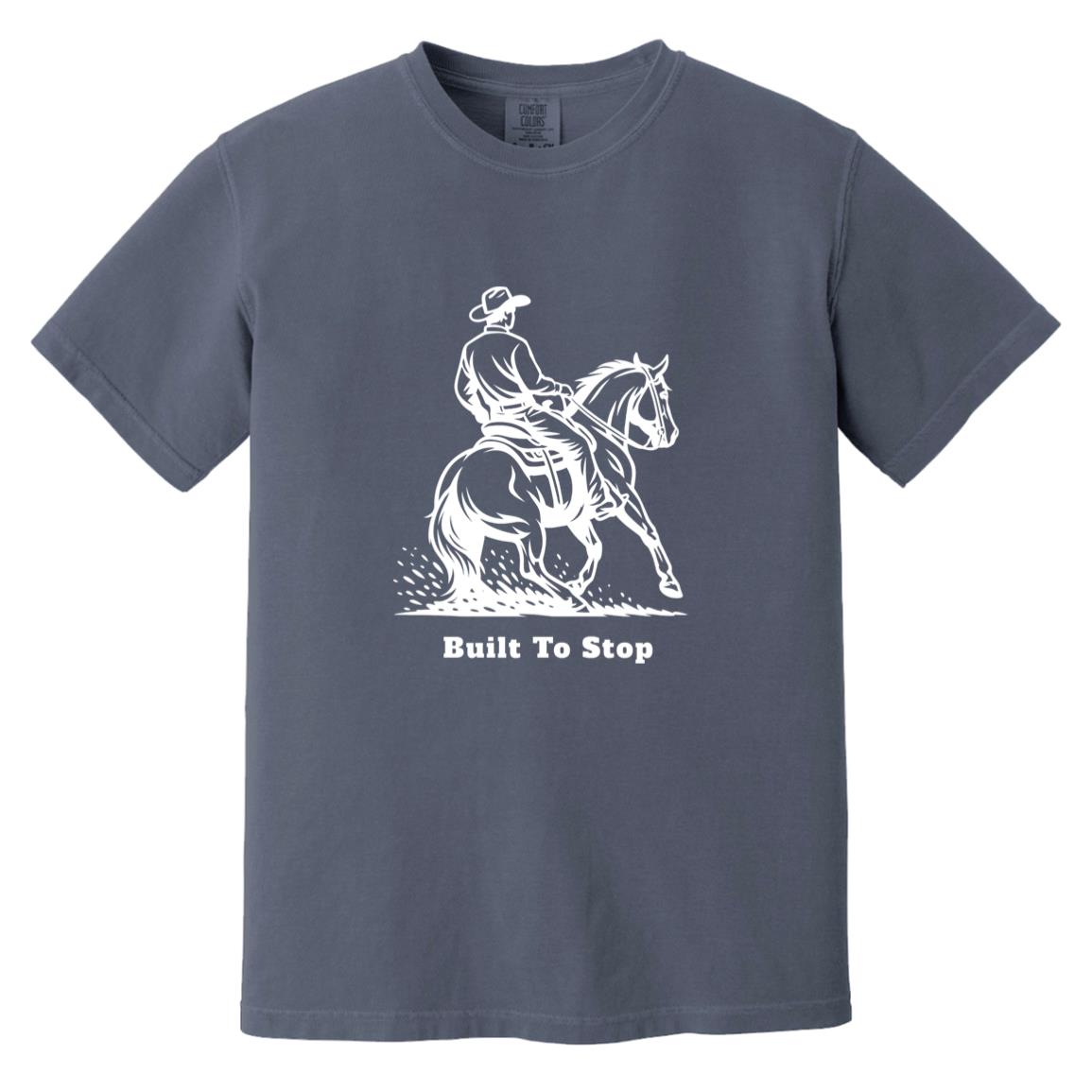 Built to Stop male unisex reining horse short sleeve tee by HorseTail Legacy
