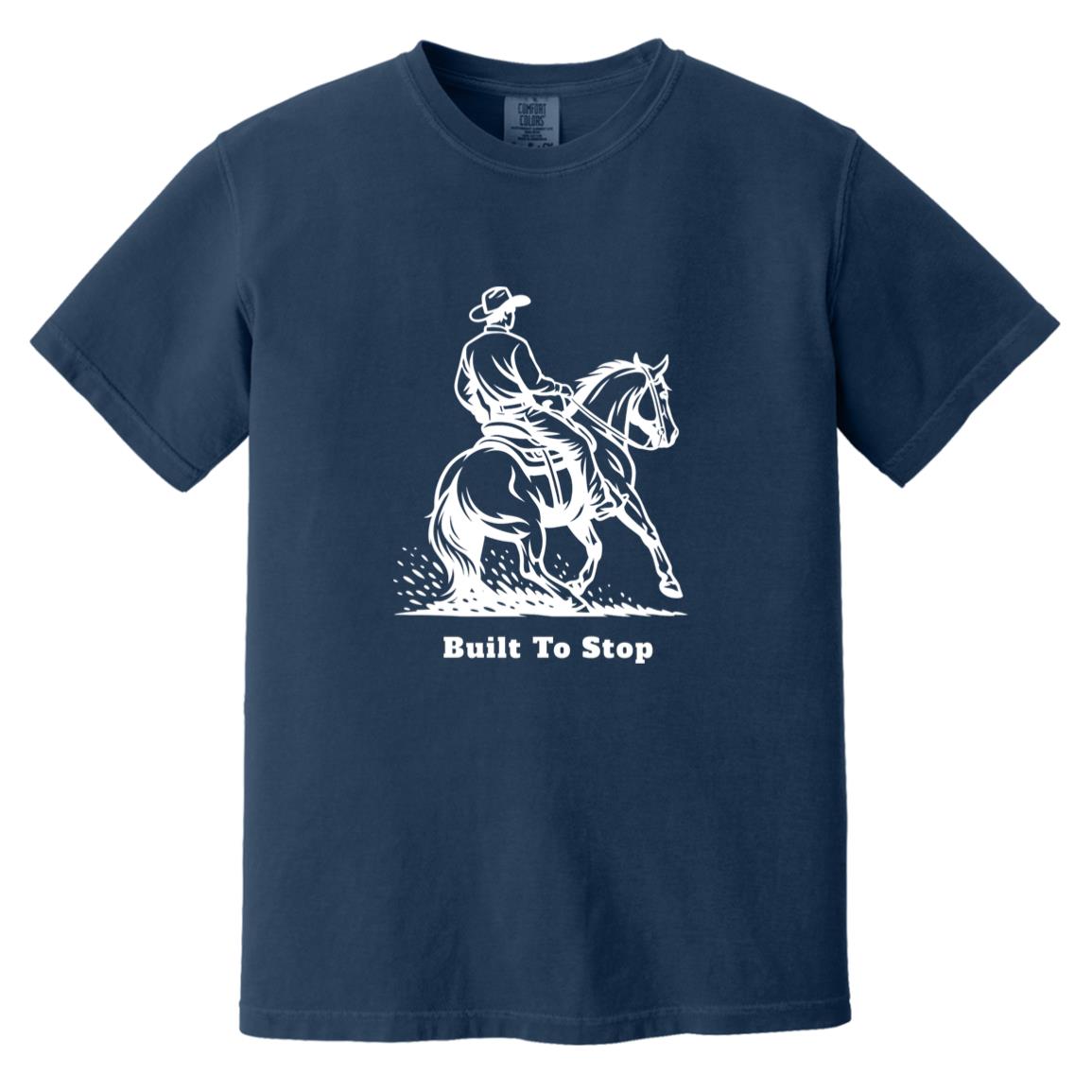 Built to Stop male unisex reining horse short sleeve tee by HorseTail Legacy
