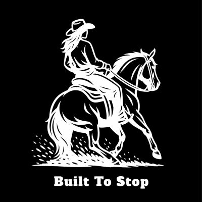 Built to stop mock up horse and female graphic white