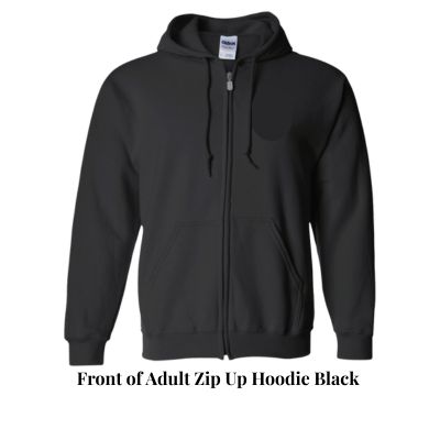 Front of Adult Zip Up Hoodie black