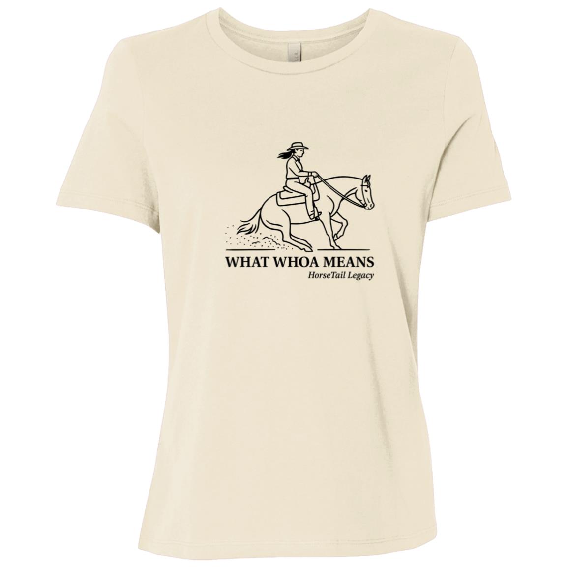 What Whoa Means women’s reining t-shirt – Bella + Canvas relaxed fit