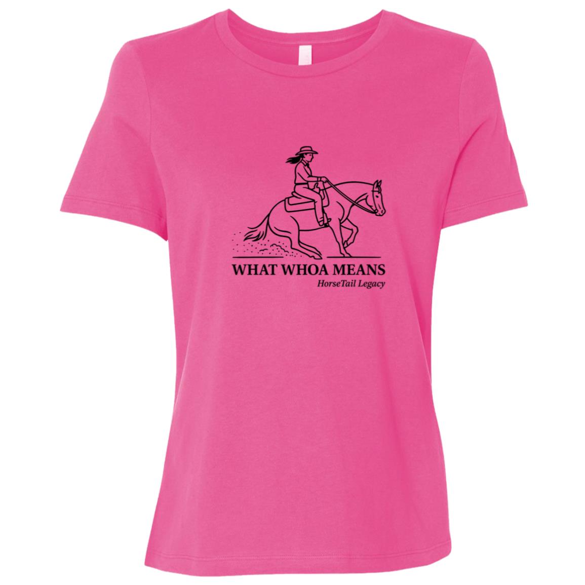 What Whoa Means women’s reining t-shirt – Bella + Canvas relaxed fit