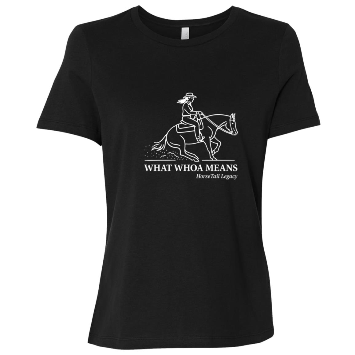 What Whoa Means women’s reining t-shirt – Bella + Canvas relaxed fit