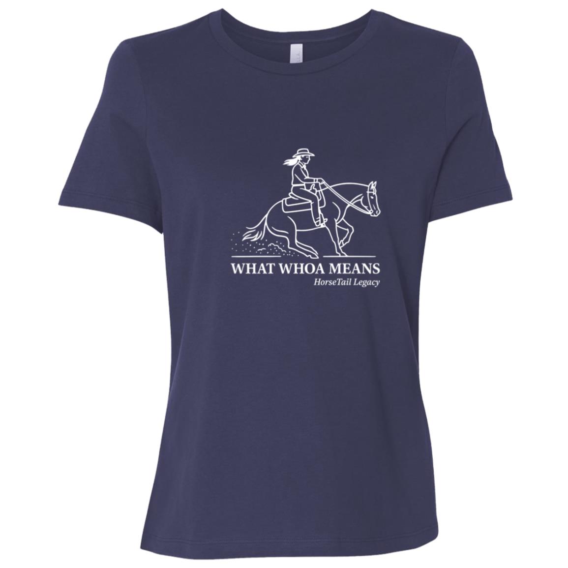 What Whoa Means women’s reining t-shirt – Bella + Canvas relaxed fit