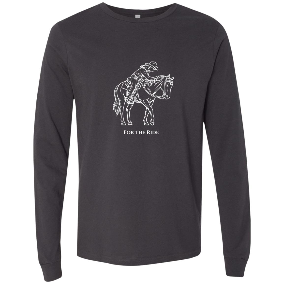 Reining rider and horse graphic with text “For the Ride” on white tee.