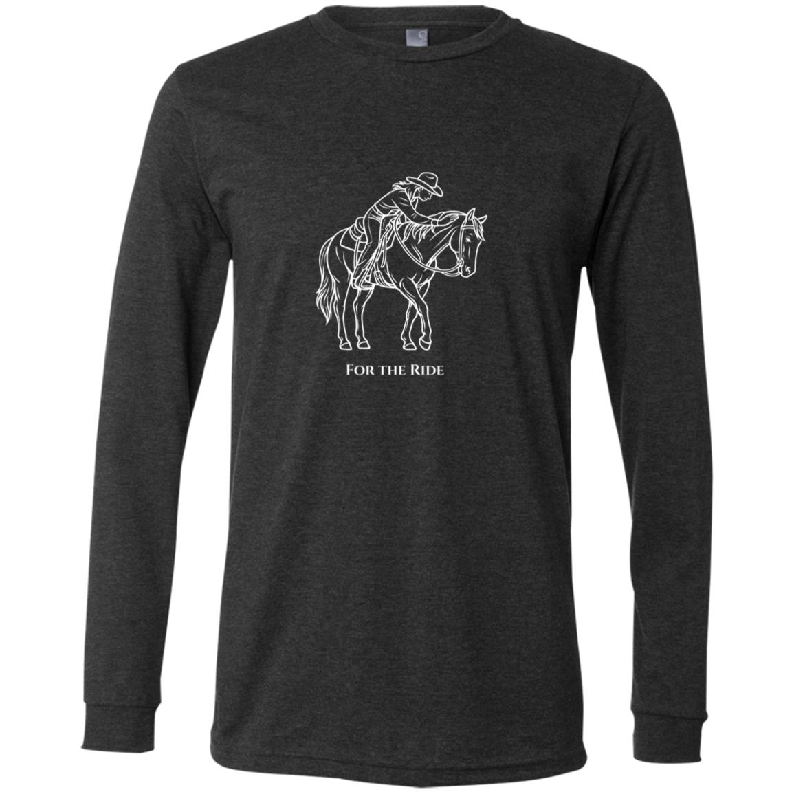 Reining rider and horse graphic with text “For the Ride” on white tee.