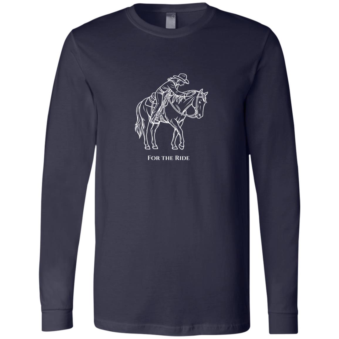 Reining rider and horse graphic with text “For the Ride” on white tee.