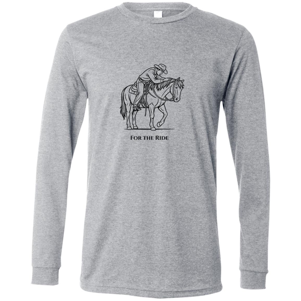 Reining rider and horse graphic with text “For the Ride” on white tee.