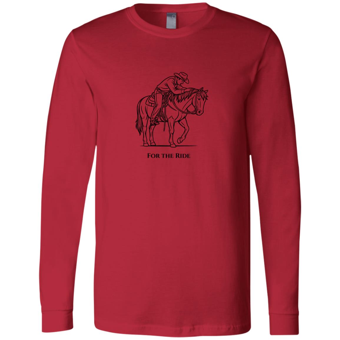 Reining rider and horse graphic with text “For the Ride” on white tee.