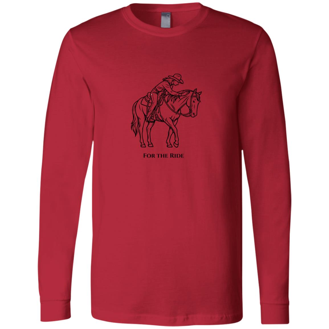Reining rider and horse graphic with text “For the Ride” on white tee.