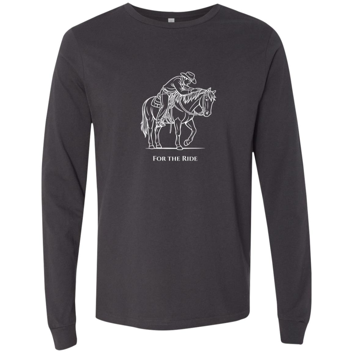 Reining rider and horse graphic with text “For the Ride” on white tee.