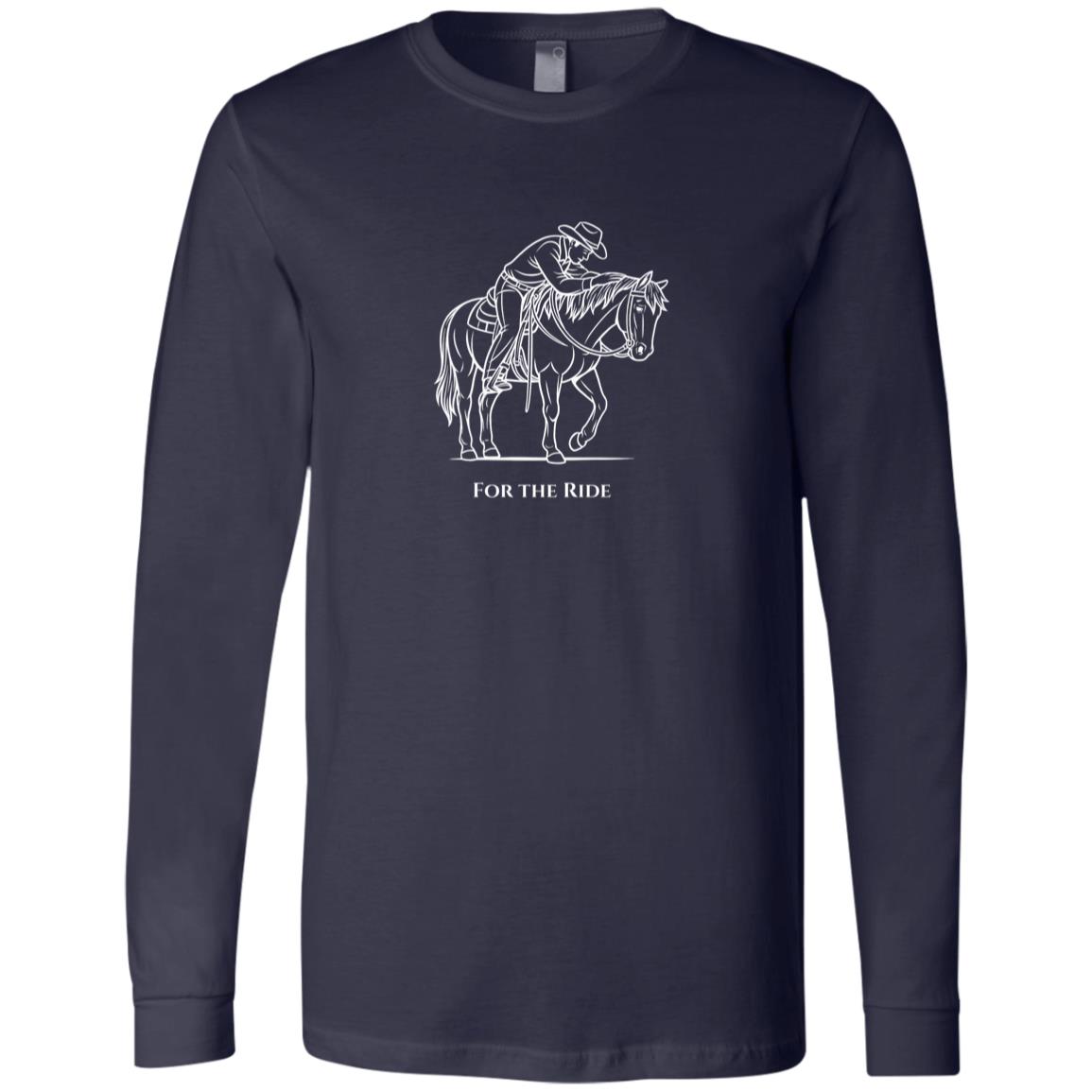 Reining rider and horse graphic with text “For the Ride” on white tee.