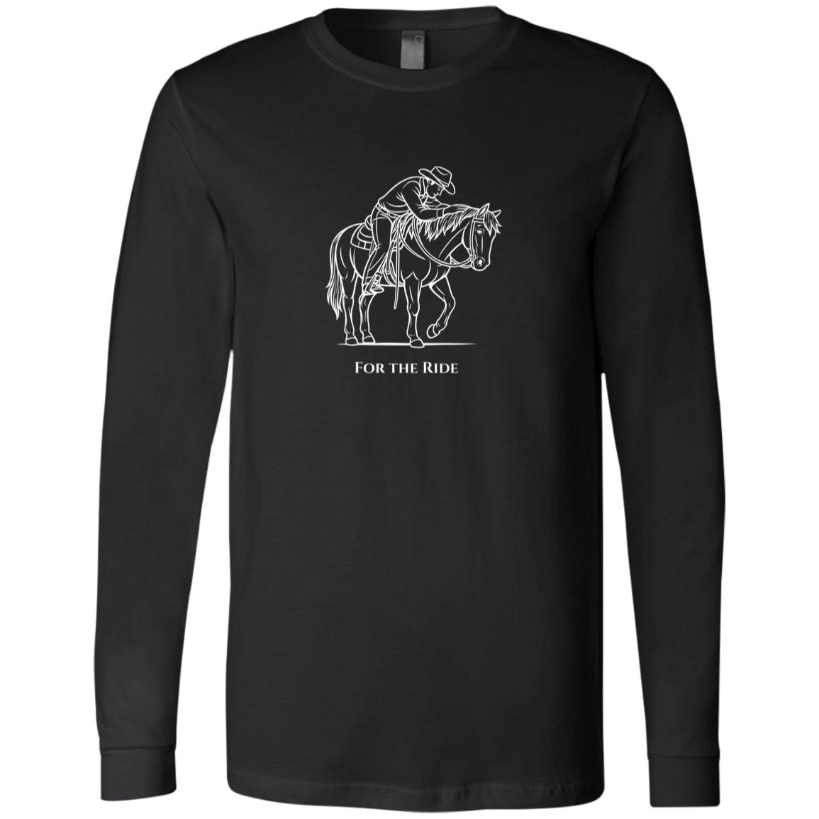 Reining rider and horse graphic with text “For the Ride” on white tee.