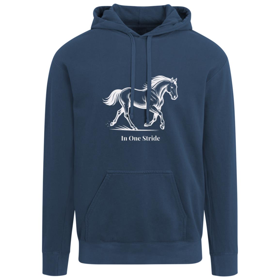 Black and white line art of a horse in motion, capturing strength, balance,