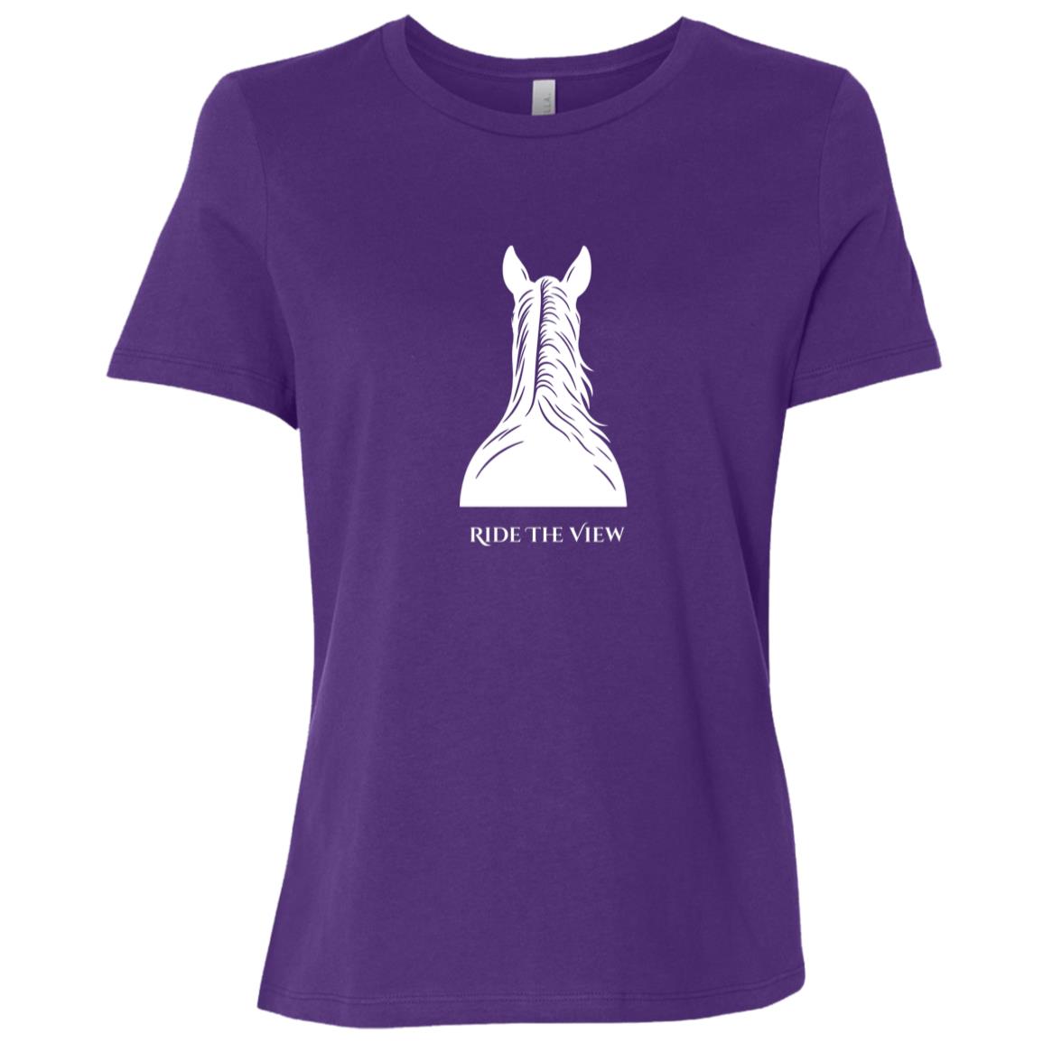 Ride the View horse silhouette graphic showing a horse’s back and ears with text below, printed on short sleeve tee