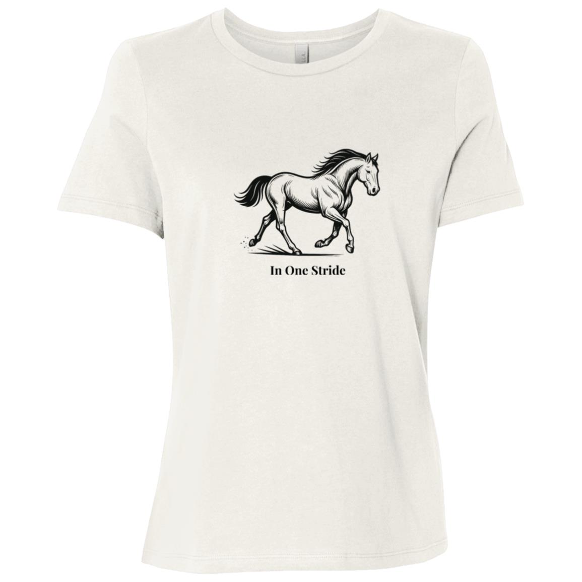 Black and white line art of a horse in motion, capturing strength, balance,