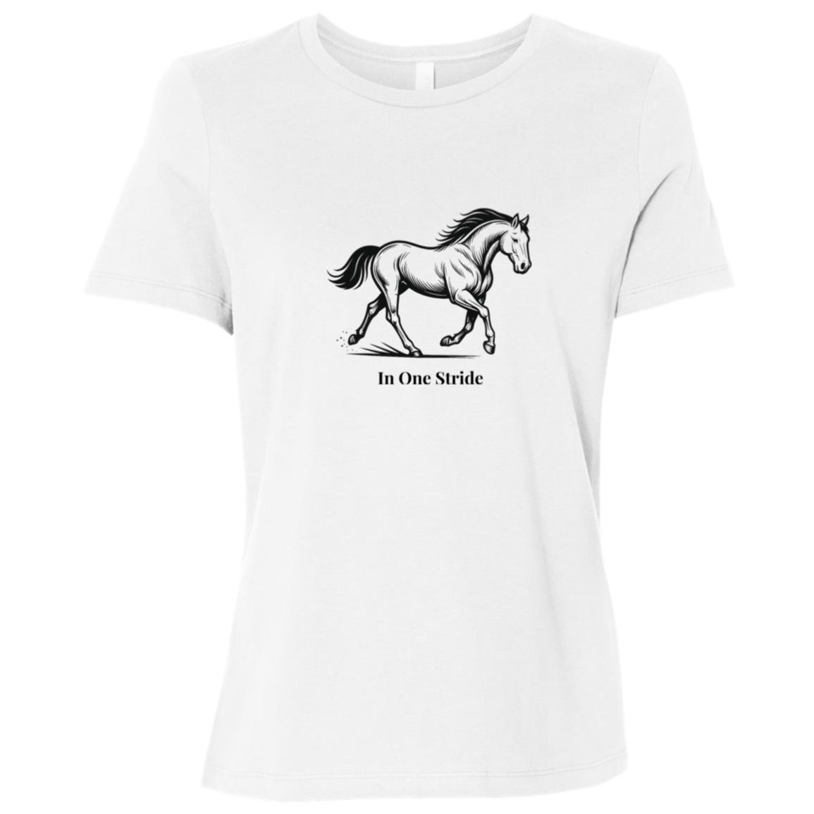 Black and white line art of a horse in motion, capturing strength, balance,