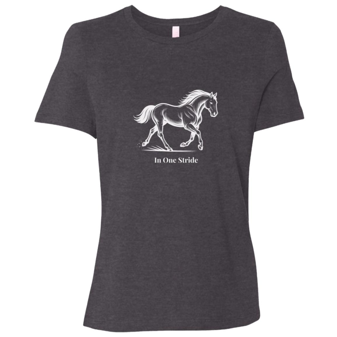 Black and white line art of a horse in motion, capturing strength, balance,