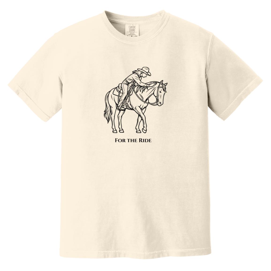 Reining rider and horse graphic with text “For the Ride”