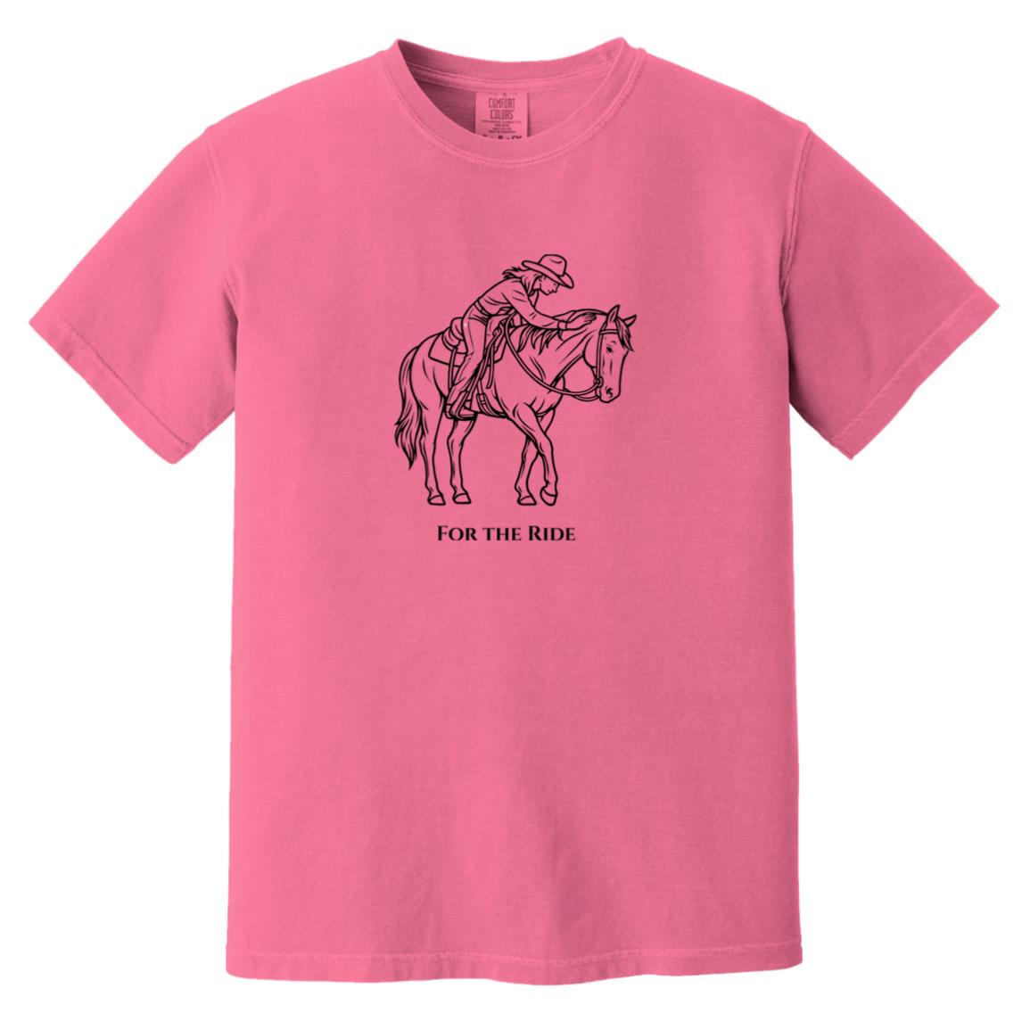 Reining rider and horse graphic with text “For the Ride”