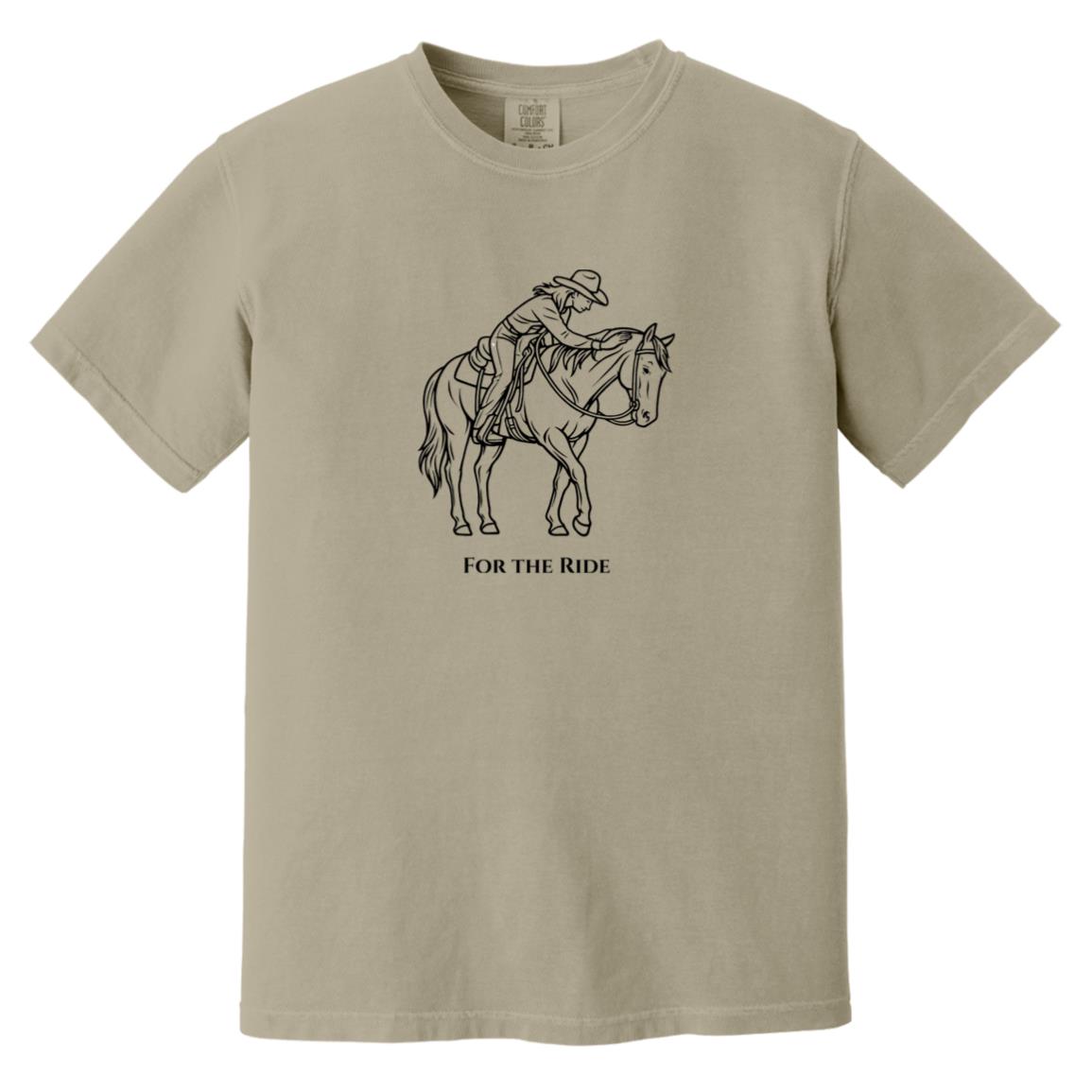 Reining rider and horse graphic with text “For the Ride”
