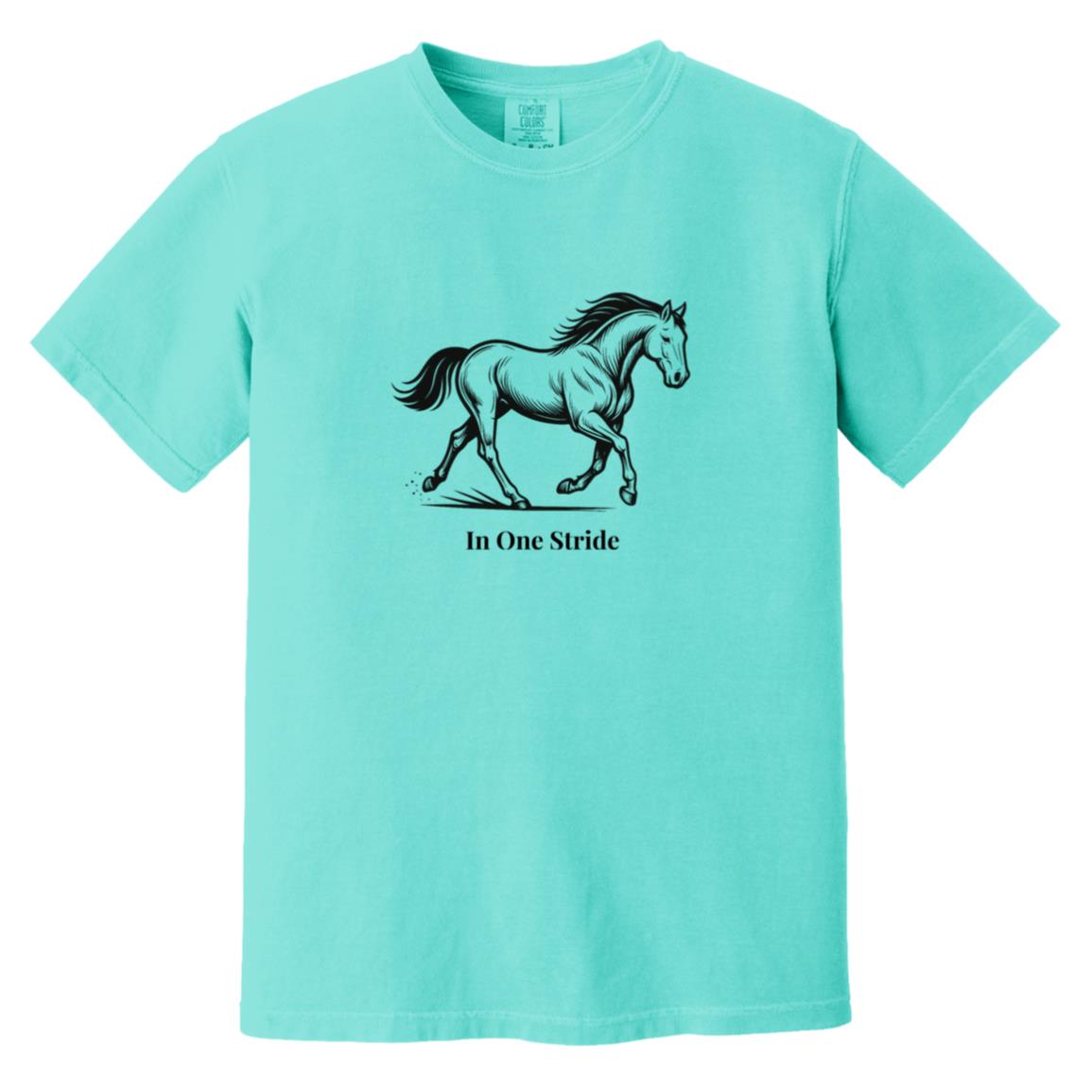 In One Stride horse graphic with text below on short sleeve tee.