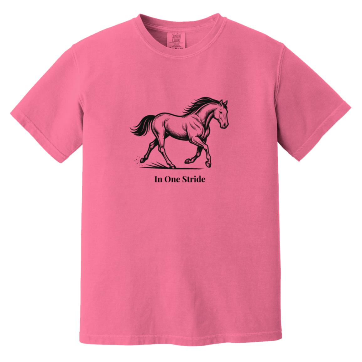 In One Stride horse graphic with text below on short sleeve tee.