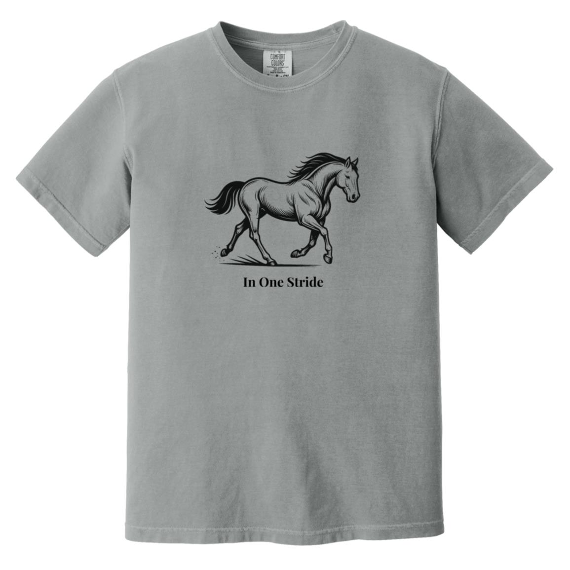 In One Stride horse graphic with text below on short sleeve tee.
