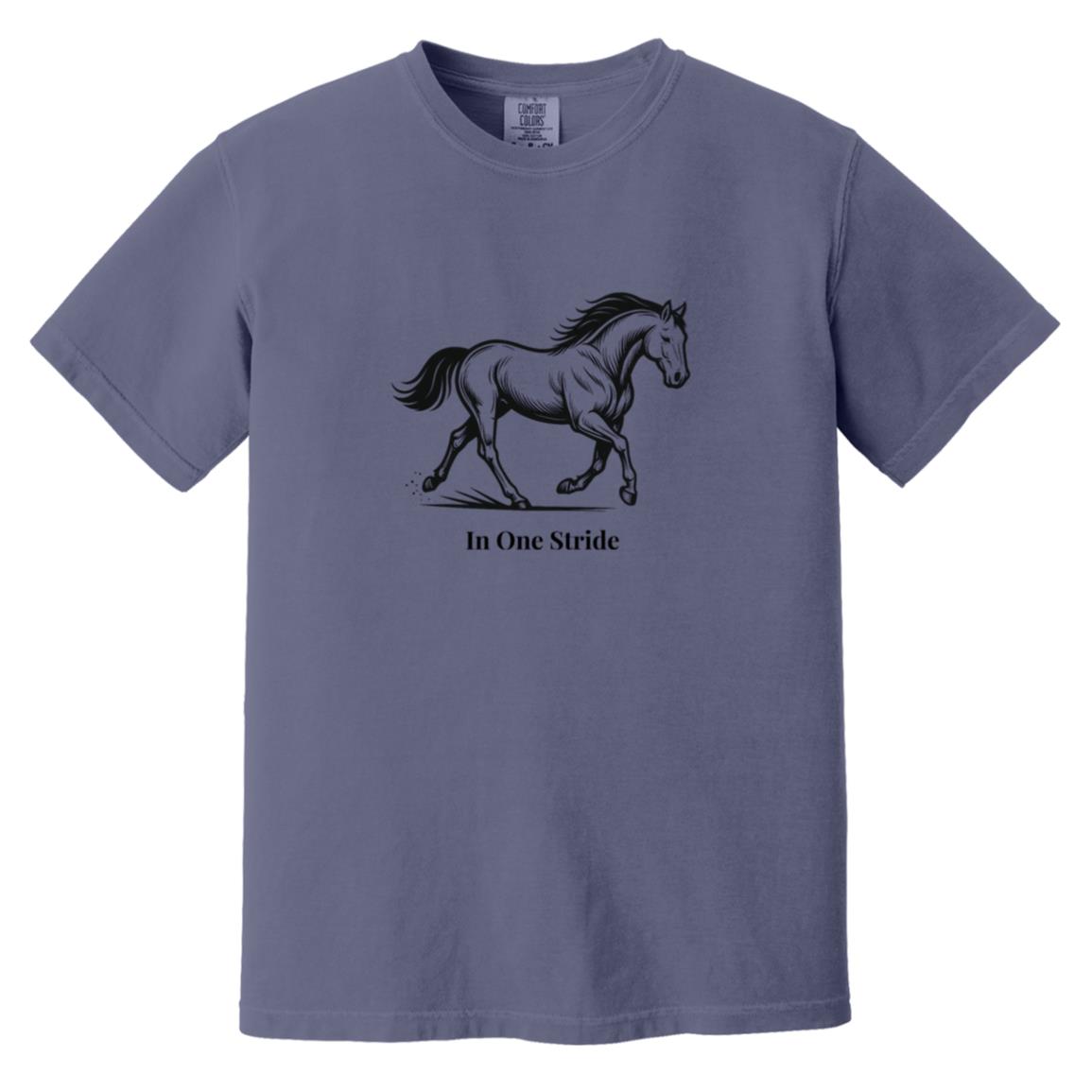 In One Stride horse graphic with text below on short sleeve tee.